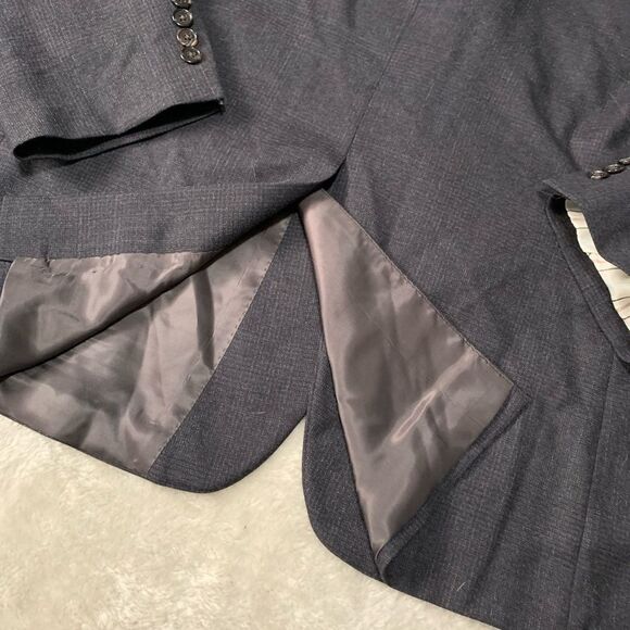 Lauren Ralph Lauren Mens Black Blue Sports Wool Blazer Size 46R Jacket 2‎ Button - Picture 7 of 9